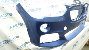 Front bare bumper BMW X1 F48 16-19 for parking sensors and PMA, M-Sport, blue, chips, unfinished holes, cracks, scratches