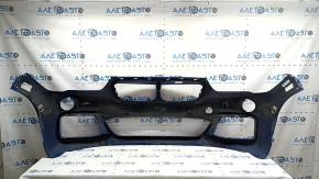 Front bare bumper BMW X1 F48 16-19 for parking sensors and PMA, M-Sport, blue, chips, unfinished holes, cracks, scratches