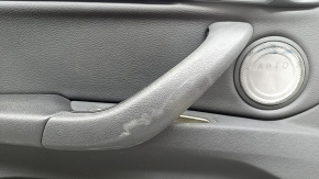 Door trim, front left card, BMW X1 F48 16-22, Sensatec leather, black, armrest and handle, black leather, aluminum molding with blue insert, with chrome opening handle, with backlighting and speaker mesh, worn