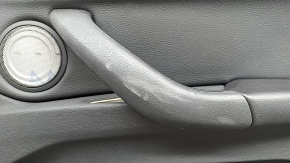 Door trim, front right card, BMW X1 F48 16-22, Sensatec leather, black, armrest and handle, black leather, aluminum molding with blue insert, with chrome opening handle, with backlight and speaker grille, worn, bent molding