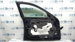 Front left door assembly BMW 5 F10 11-16 keyless, handle with chrome, blue A89, butts