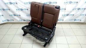 Backrest of the rear row of seats, 2nd row, left, VW Atlas 18-19, brown leather, white stitching, with frame, belt and armrest, missing overlay
