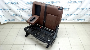 Backrest of the rear row of seats, 2nd row, left, VW Atlas 18-19, brown leather, white stitching, with frame, belt and armrest, missing overlay