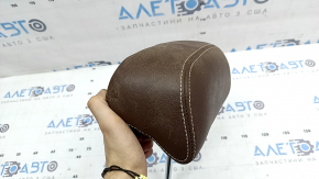 Headrest 2nd row central VW Atlas 21-23 brown leather, white stitching, dry-cleanable