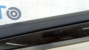 Door trim, rear left card, BMW 5 F10 11-16, black, insert and armrest in Nappa Elfenbein Weiss leather, with backlighting, molding in brown Perlglanz Chrome wood, with handle, scratches, needs cleaning
