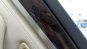 Door trim, rear right card, BMW 5 F10 11-16 leather, insert and armrest in Nappa Elfenbein Weiss leather, with backlighting, molding in brown wood Perlglanz Chrome, with handle, scratches, needs cleaning