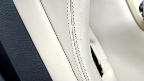 Door trim, rear right card, BMW 5 F10 11-16 leather, insert and armrest in Nappa Elfenbein Weiss leather, with backlighting, molding in brown wood Perlglanz Chrome, with handle, scratches, needs cleaning
