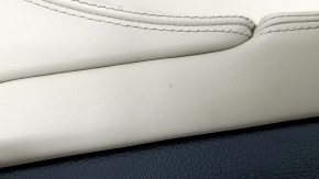 Door trim, rear right card, BMW 5 F10 11-16 leather, insert and armrest in Nappa Elfenbein Weiss leather, with backlighting, molding in brown wood Perlglanz Chrome, with handle, scratches, needs cleaning