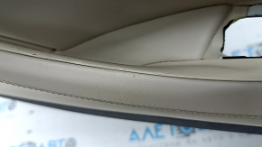 Door trim, front right card, BMW 5 F10 11-16 leather, insert and armrest in Nappa Elfenbein Weiss leather, with backlighting, molding in brown wood Perlglanz Chrome, with handle, scratches, needs cleaning