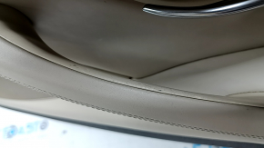 Door trim, front right card, BMW 5 F10 11-16 leather, insert and armrest in Nappa Elfenbein Weiss leather, with backlighting, molding in brown wood Perlglanz Chrome, with handle, scratches, needs cleaning