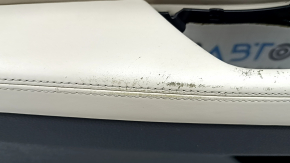 Door trim card front left BMW 5 F10 11-16 leather, insert and armrest leather Nappa Elfenbein Weiss, with backlight, molding brown wood Perlglanz Chrome, under memory, with handle, scratches, worn