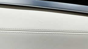 Door trim card front left BMW 5 F10 11-16 leather, insert and armrest leather Nappa Elfenbein Weiss, with backlight, molding brown wood Perlglanz Chrome, under memory, with handle, scratches, worn