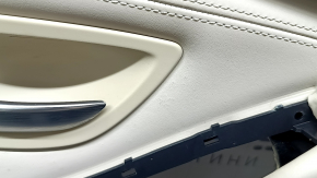 Door trim card front left BMW 5 F10 11-16 leather, insert and armrest leather Nappa Elfenbein Weiss, with backlight, molding brown wood Perlglanz Chrome, under memory, with handle, scratches, worn