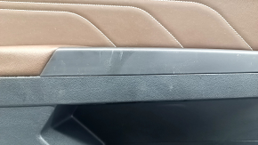 Door trim, front left card, VW Atlas 21-23, black, brown leather with white stitching, gray molding with wood insert, brown leather armrest, with squeaker, with chrome handle, with overlays, scratches