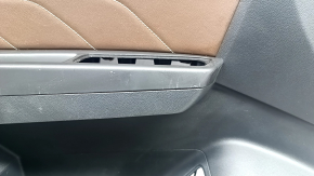 Door trim, front left card, VW Atlas 21-23, black, brown leather with white stitching, gray molding with wood insert, brown leather armrest, with squeaker, with chrome handle, with overlays, scratches