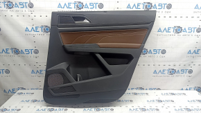 Door trim, rear right card, VW Atlas 21-23, black, brown leather with white stitching, armrest, brown leather, with curtain, tweeter and chrome handle, scratches, bump