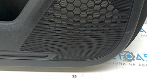 Front left door panel for Honda CRV 23-26, black, black leather armrest with orange stitching, glossy black molding, worn, dented