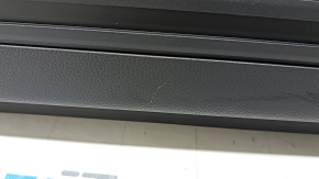 Front left door panel for Honda CRV 23-26, black, black leather armrest with orange stitching, glossy black molding, worn, dented