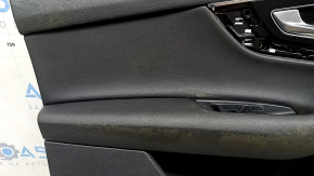 Front left door panel for Audi Q7 16-19, black, black leather insert, black leather armrest, glossy black trim, with handle, scratches, nicks, dry cleanable
