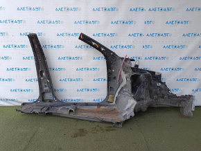 Front left quarter of Toyota Rav4 13-18 sawed off, with central pillar, black, painted 0.2-0.25, rusty, pokes