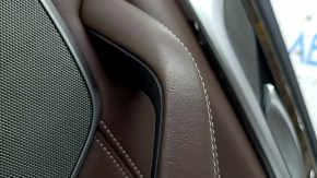 Door trim, rear right card, BMW 5 G30 17-23, black, armrest and insert, dark brown leather, molding under the tree root of walnut, under the curtain, with a handle and overlay Harman Kardon, with illumination, scratches, dents