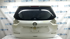 The trunk door is bare with glass for Nissan Rogue 18-20, electric drive, white QAB, with a brake light, with an overlay and license plate light