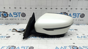 Left side mirror assembly Nissan Rogue 17-20 15 pins, white, heated, turn signal, camera