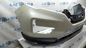 Front bumper bare Nissan Rogue 17-20 white, plastic turned white, non-factory holes, worn