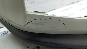 Front bumper bare Nissan Rogue 17-20 white, plastic turned white, non-factory holes, worn