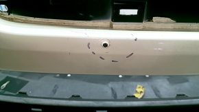 Front bumper bare Nissan Rogue 17-20 white, plastic turned white, non-factory holes, worn