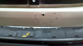 Front bumper bare Nissan Rogue 17-20 white, plastic turned white, non-factory holes, worn
