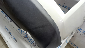 Front bumper bare Nissan Rogue 17-20 white, plastic turned white, non-factory holes, worn
