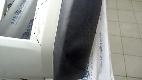 Front bumper bare Nissan Rogue 17-20 white, plastic turned white, non-factory holes, worn