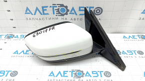 Right side mirror BMW 5 G30 17-23 9 pins, BSM, heated, turn signal, camera, white, broken turn signal, scratches, crack