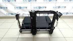 The back of the rear row of seats, 2nd row, left, Nissan Rogue 17-20, black fabric, with a belt, armrest and lower frame, is wrinkled