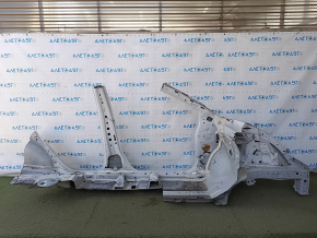 Front left quarter of Honda CRV 20-22 hybrid, sawn off, with central pillar, with sunset, white