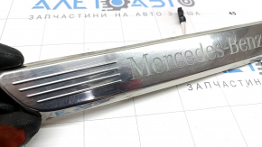 Front left outer door sill trim for Mercedes GLC 20-22, chrome with backlight, scratches, dents