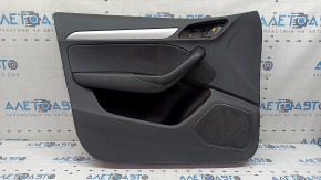 Door trim, front left card, Audi Q3 8U 15-18, black, black leather insert, aluminum insert, black leather armrest, scratches, worn, broken fasteners