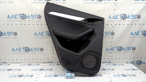 Door trim card rear left Audi Q3 8U 15-18 black, insert black leather, insert under aluminum, armrest black leather, scratches, worn, broken fasteners