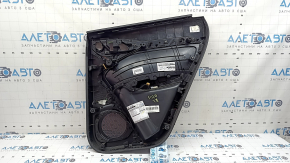 Door trim card rear left Audi Q3 8U 15-18 black, insert black leather, insert under aluminum, armrest black leather, scratches, worn, broken fasteners
