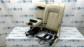 Backrest of the rear row of seats, 2nd row, left, Audi Q5 80A 21-24, beige leather, Standard, with a beige belt and armrest, mechanical, needs cleaning, dented, scratches on the plastic