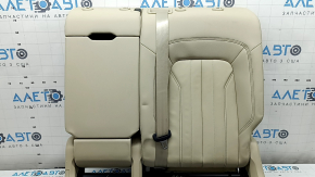 Backrest of the rear row of seats, 2nd row, left, Audi Q5 80A 21-24, beige leather, Standard, with a beige belt and armrest, mechanical, needs cleaning, dented, scratches on the plastic