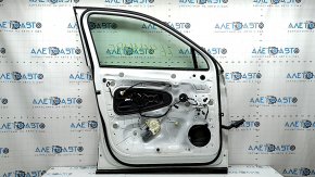 Front left door assembly VW Tiguan 18-24 keyless, white LC9A, with chrome moldings, dent, scratches on the linings