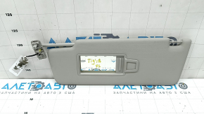 Left sun visor for VW Tiguan 18-24, grey, no hook, crack in mount, dents, needs cleaning