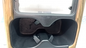 Honda CRV 20-22 center console trim with cup holders for wireless charging, wood grain, scratches