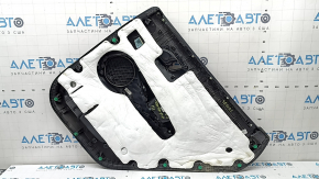 Door trim, rear left card, Hyundai Santa FE 21-23, black, under the curtain, with a lining, insert and armrest, black leather, dents, scratches, needs cleaning