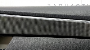 Door trim, front right card, Hyundai Santa FE 21-23, black, with overlay, insert and armrest, black leather, molding, gray diamond, scratches