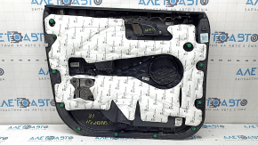 Door trim, front right card, Hyundai Santa FE 21-23, black, with overlay, insert and armrest, black leather, molding, gray diamond, scratches