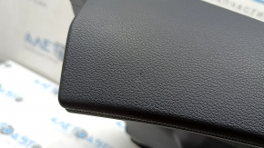Door trim, front right card, Hyundai Santa FE 21-23, black, with overlay, insert and armrest, black leather, molding, gray diamond, scratches