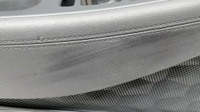 Door trim, front left card, Hyundai Santa FE 21-23, black, with overlay, insert and armrest, black leather, molding, gray diamond, scratches, needs cleaning